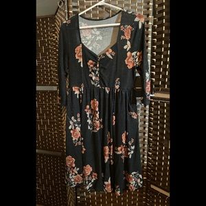 NWT Torrid Black and Floral Supersoft 3/4 sleeve Dress